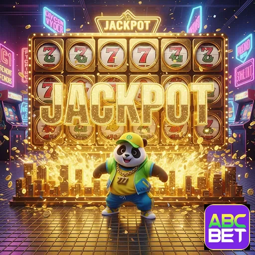 Imagem do jogo Jackpot Panda Slots disponível no site abcbet, mostrando um panda e símbolos de caça-níqueis.